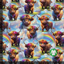 Suloiset Haighlandit sateenkaarilla trikoo