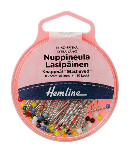 Erikoispitkä lasipäinen nuppineula