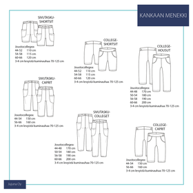 Weekend – miesten collegehousut 44-66 Paperikaava